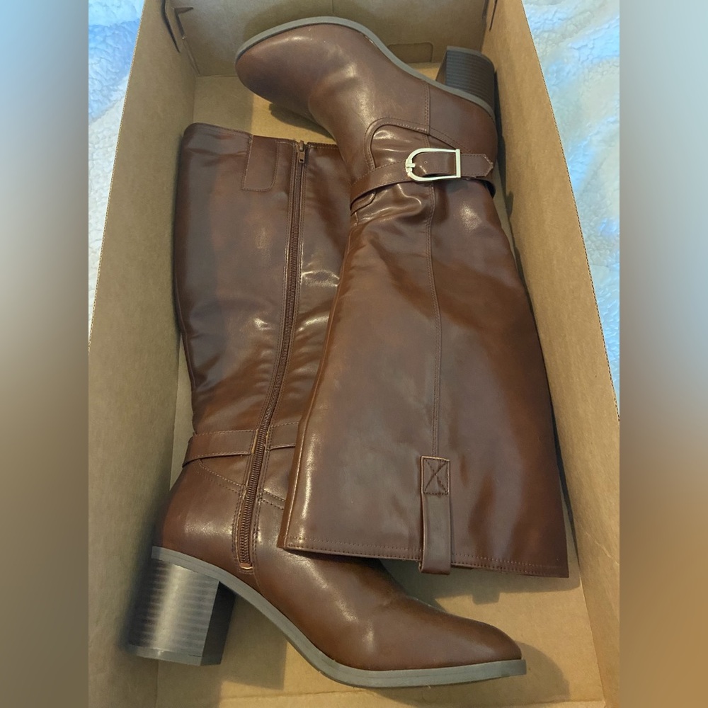 Brown Leather Knee-High Boots